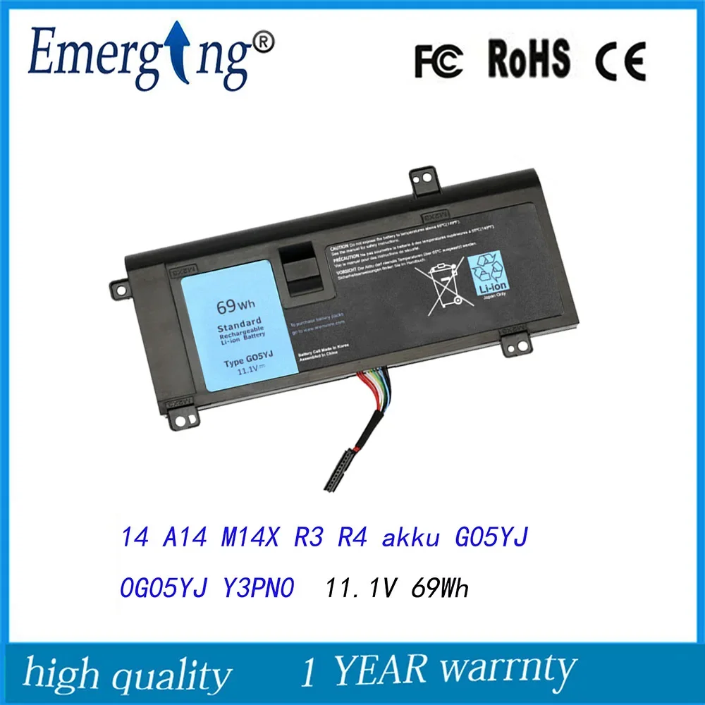 

11.1V 69Wh New Laptop Battery G05YJ For Dell Alienware 14 M14X R3 14D-1528 0G05YJ Y3PN0 8X70T 14 A14 R4