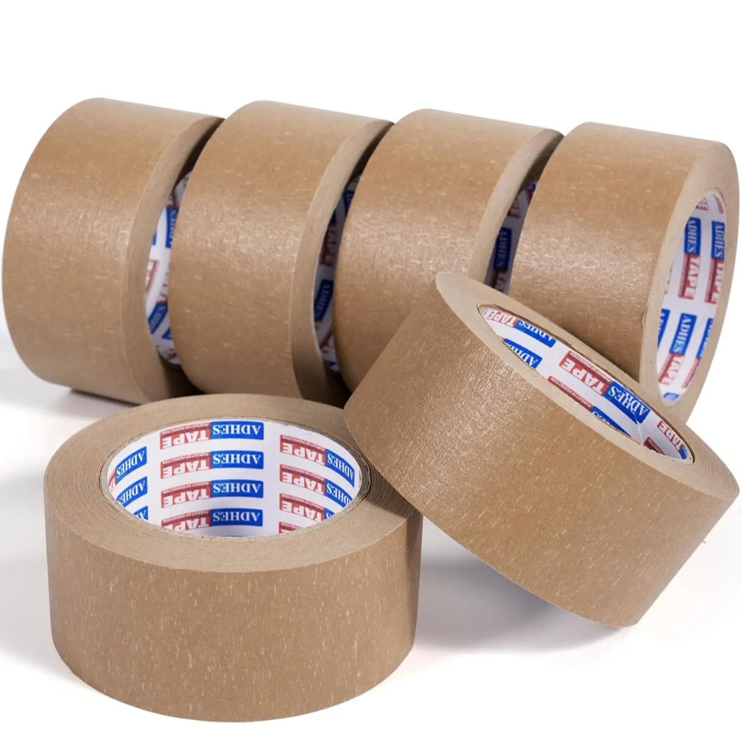 

ADHES Biodegradable Kraft Paper Tape, 2 inch x 55 Yards, 6 Rolls Eco Friendly & Writable & Uncoated Paper Packing Tape B