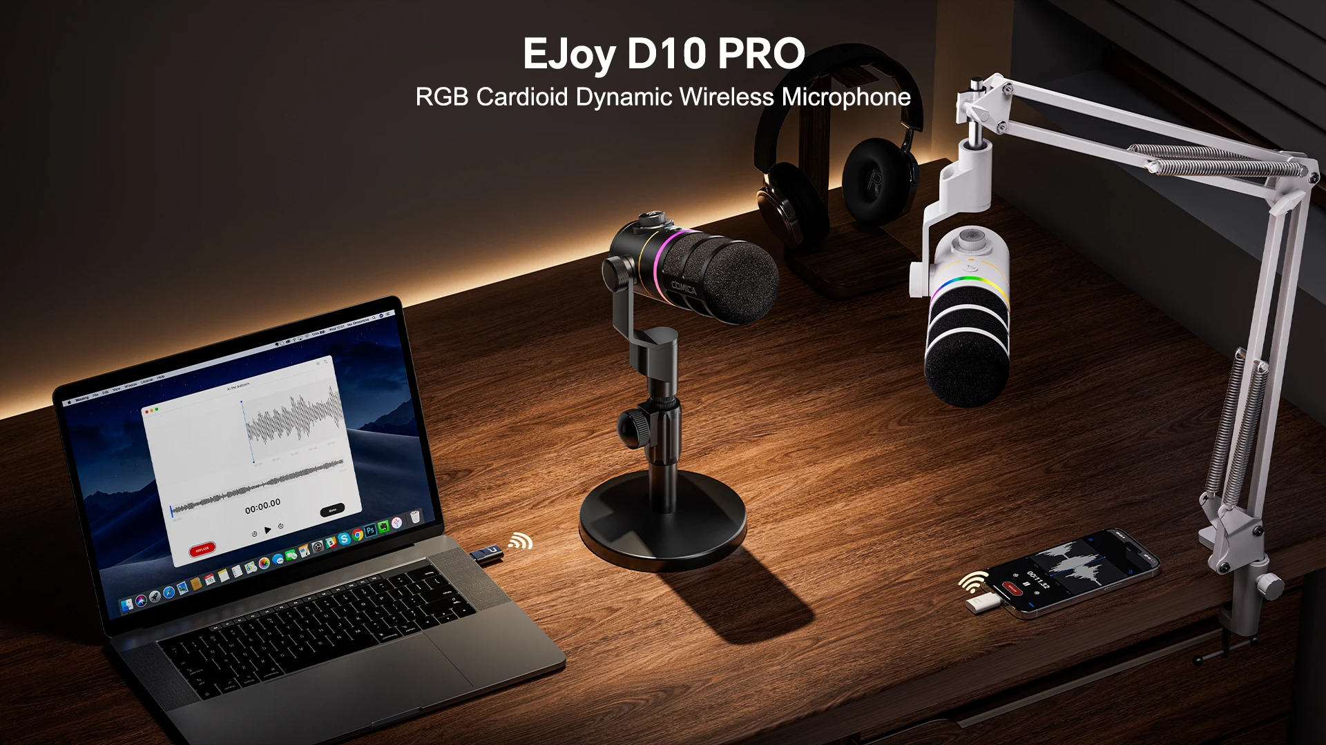 COMICA Ejoy D10 Pro RGB USB/XLR Dynamisches Kabelloses Mikrofon Gaming-Mikrofon Rauschunterdrückung für Streaming, Interviews und Podcasts – Detail 4