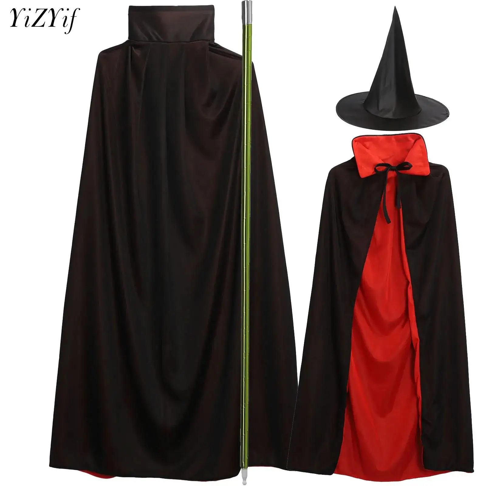 

Adult Halloween Magician Party Props Kit Themed Party Cosplay Magician Performance Costume Accessory Hat Cape Magic Wand Set
