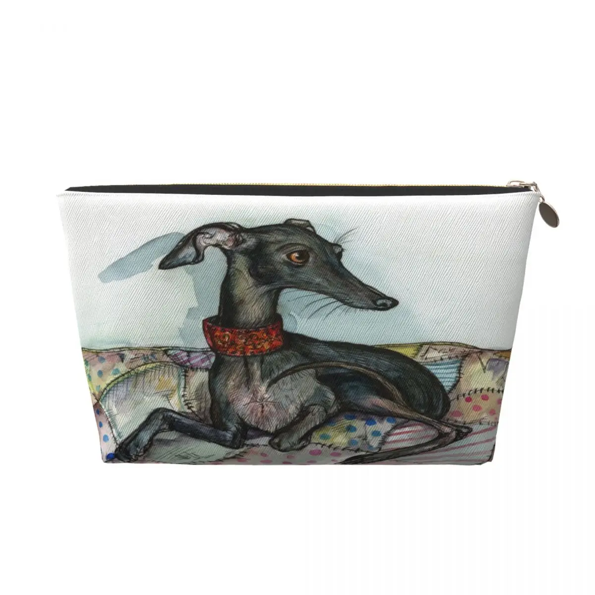 Custom Greyhound Whippet Dog Travel Cosmetic Bag Women Toiletry Makeup Organizer Lady Beauty Storage Dopp Kit