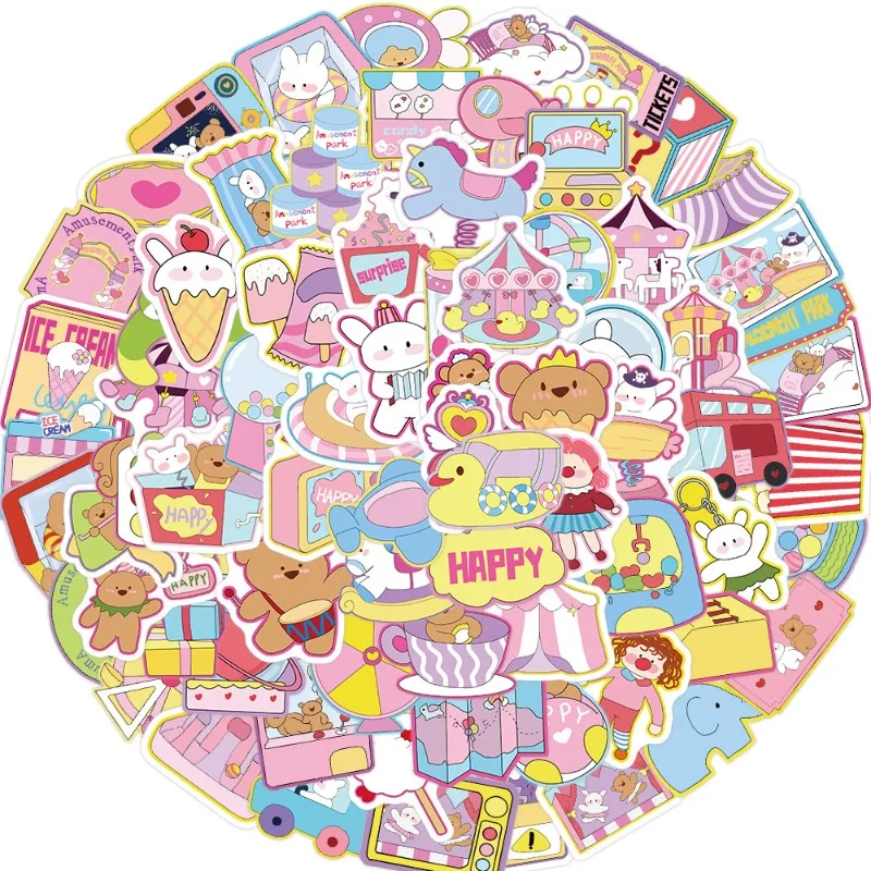 80 ورقة ملاهي خربش ملصقات لطيف الكرتون الحيوان الشارات للجيتار المحمول الأمتعة Kawaii سجل القصاصات مجلة ديكور