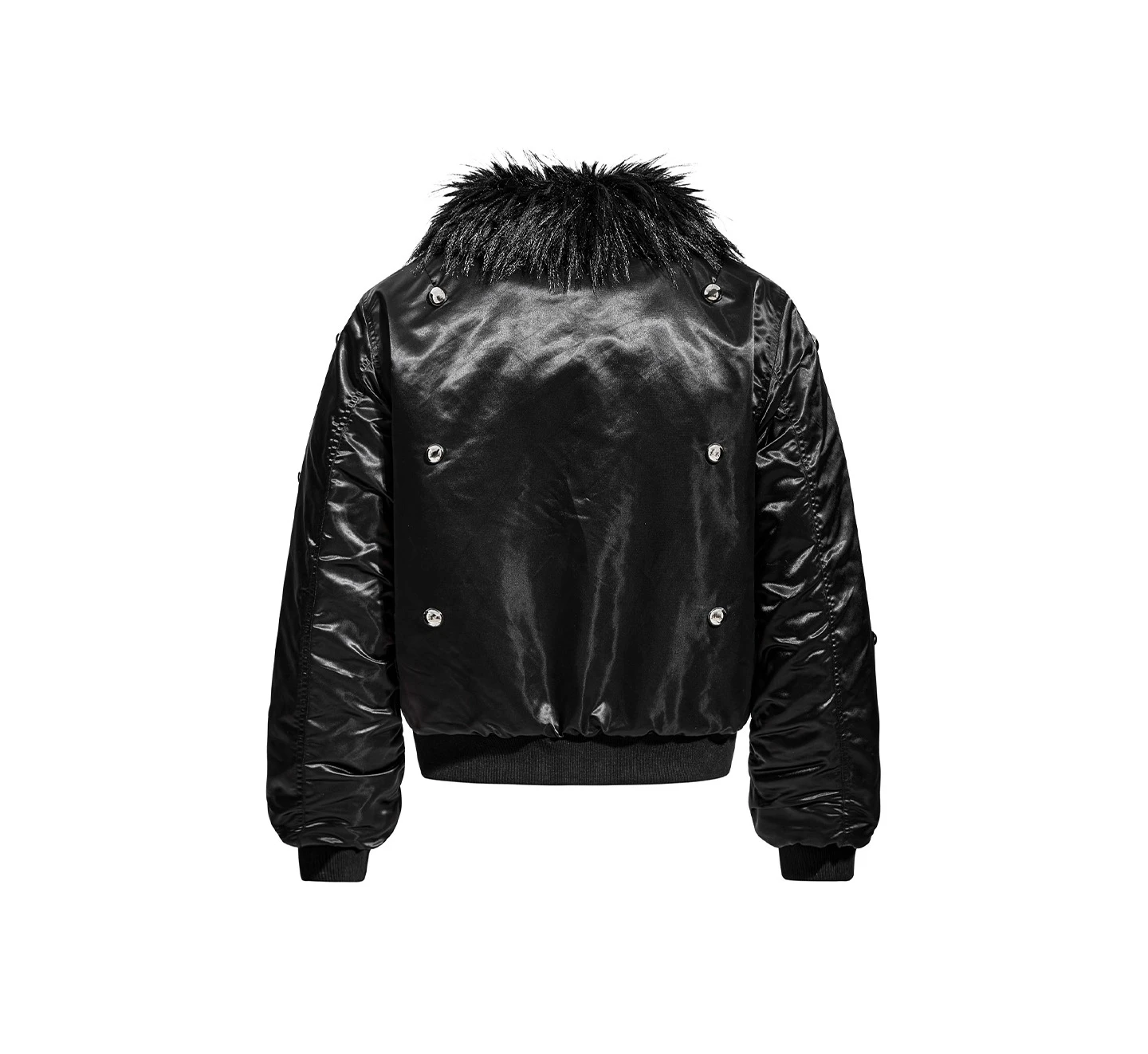 2025 شتاء جديد الأمريكية الرجعية الشرير نمط الرجال الأسود الدافئة سميكة عارضة سترة قطن قصيرة مع طوق الفراء #5