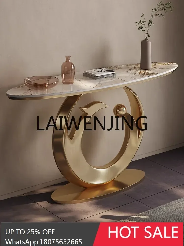 Light Luxury and Simplicity Stone Plate Console Tables Wall Villa Side View Hotel Light Luxury Home Console