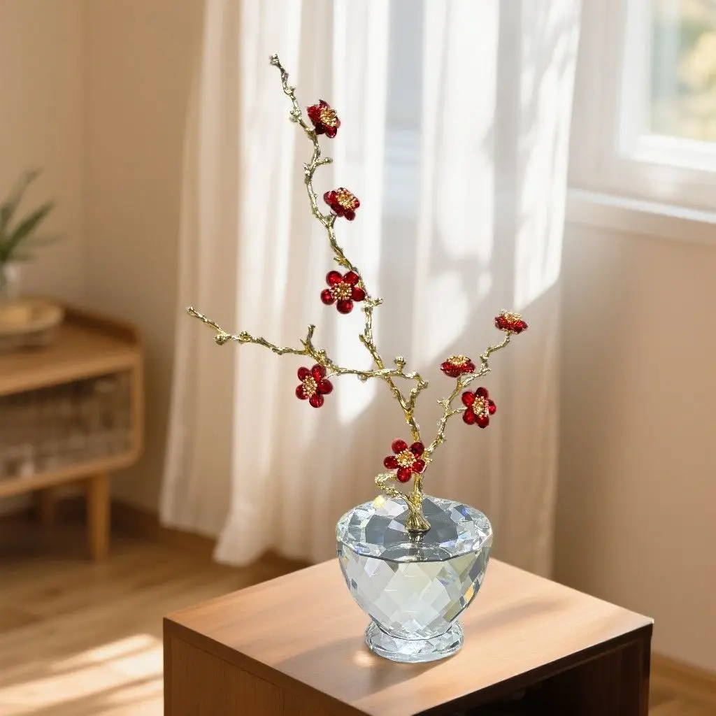 

Crystal plum blossom Chinese aesthetic style home ornaments, cabinet decorations, gifts for relatives and friends