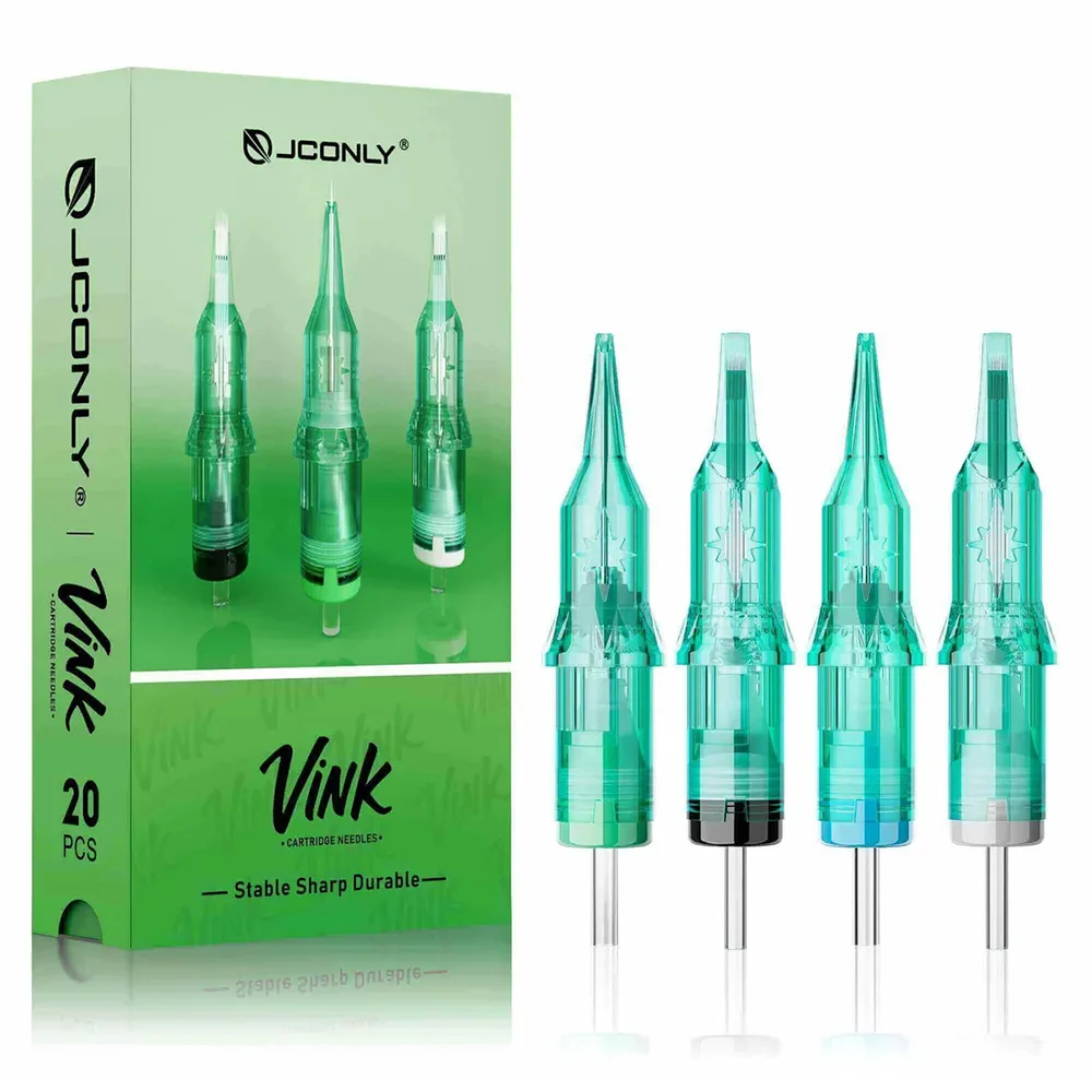 JCONLY VINK Tattoo Cartridge Needle 20pcs RL/RS/CM/MG Tattoo Needles Eyebrow Eyeline Lips Makeup Tattoo Machine Needle Supplies