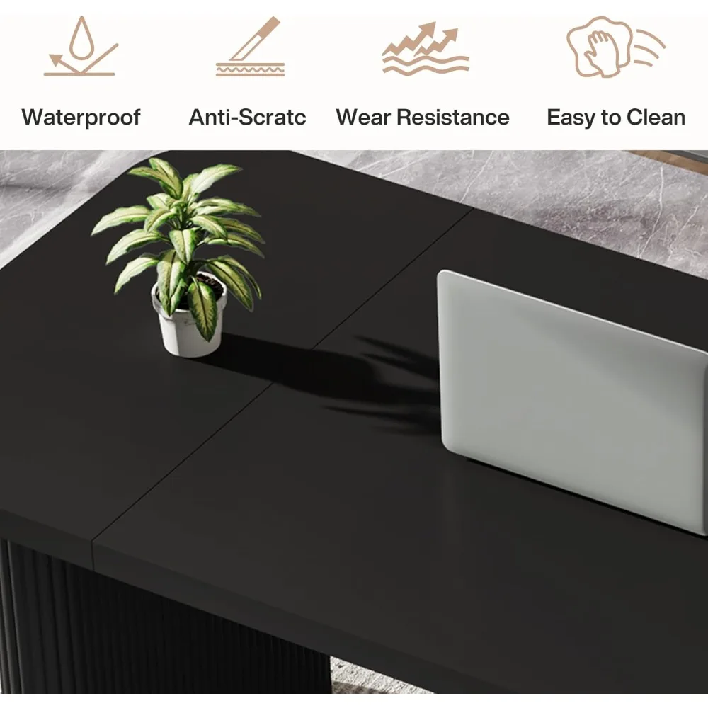 Scrivania direzionale da 62", grande scrivania per computer da ufficio con doppio piedistallo, tavolo da scrittura rettangolare moderno e semplice.