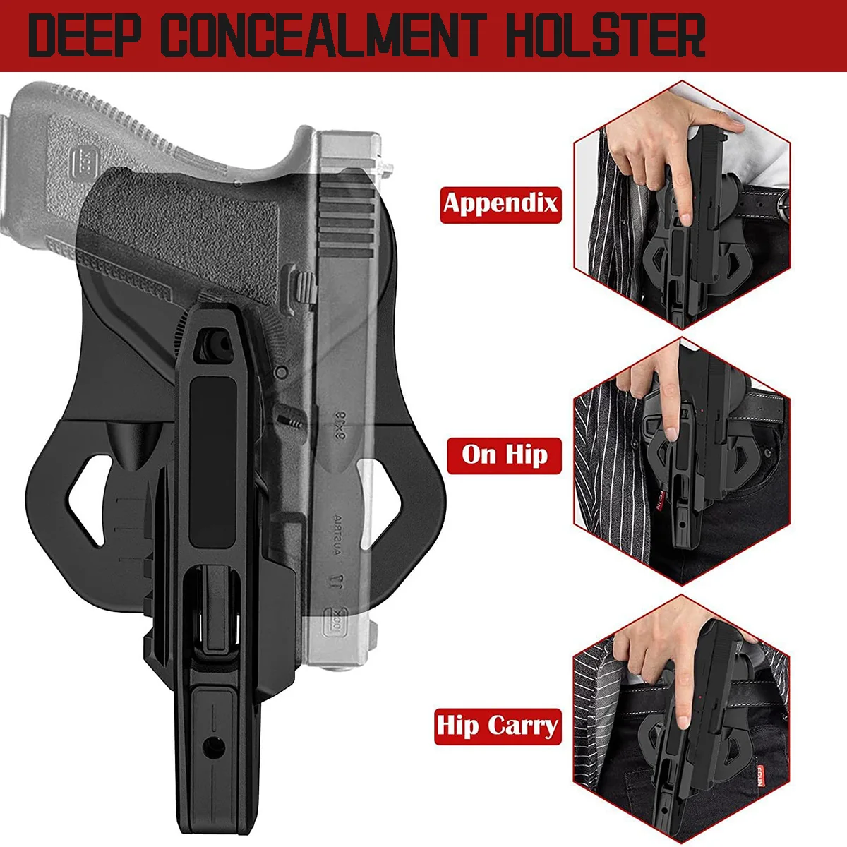 Funda pistolera táctica oculta riel Picatinny Glock 9mm - imagen 4