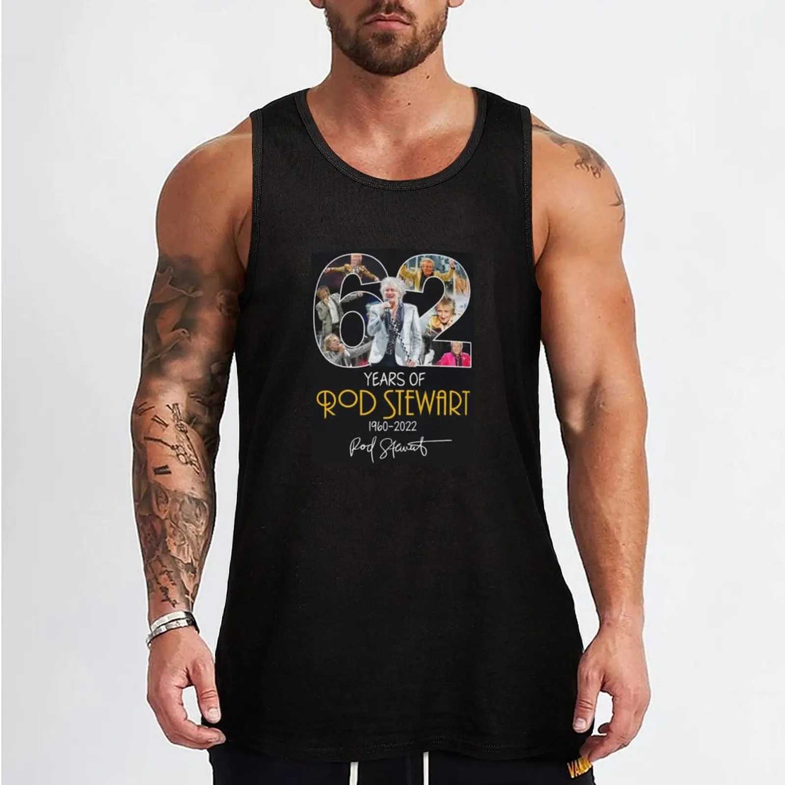 Rod 62 años camiseta sin mangas clásica vintage tour para hombre, ropa sexy, camisetas de algodón para hombre