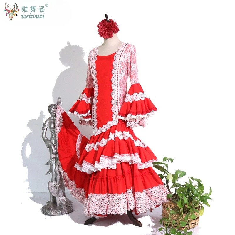 Spanischer Flamenco-Tanzrock, maßgeschneiderter, schlankmachender, mehrlagiger Kuchenrock mit hoher Taille, Tango-Quickstep-Performance-Rock