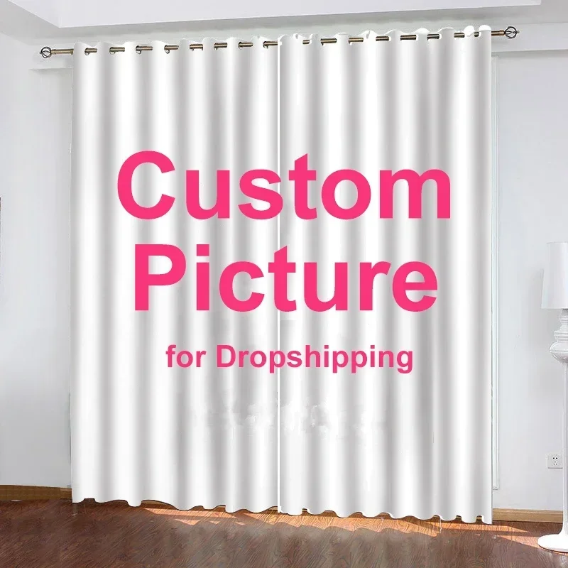 Custom LOGO Photo Brand Thick Windows Curtains for Living Room Curtain Room Divider POD Customized Home Decor with Hooks 1 Panel