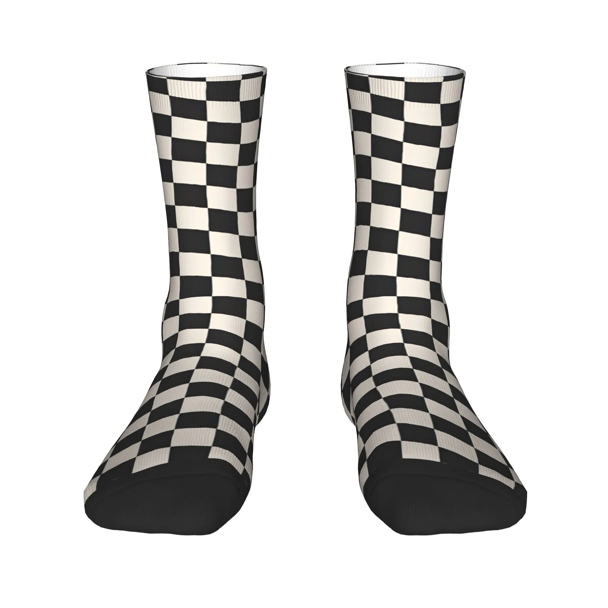Black and white check Stockings Men  Socks Breathable Fashion Socks Spring Climbing Anti Sweat Custom Socks Gift Idea
