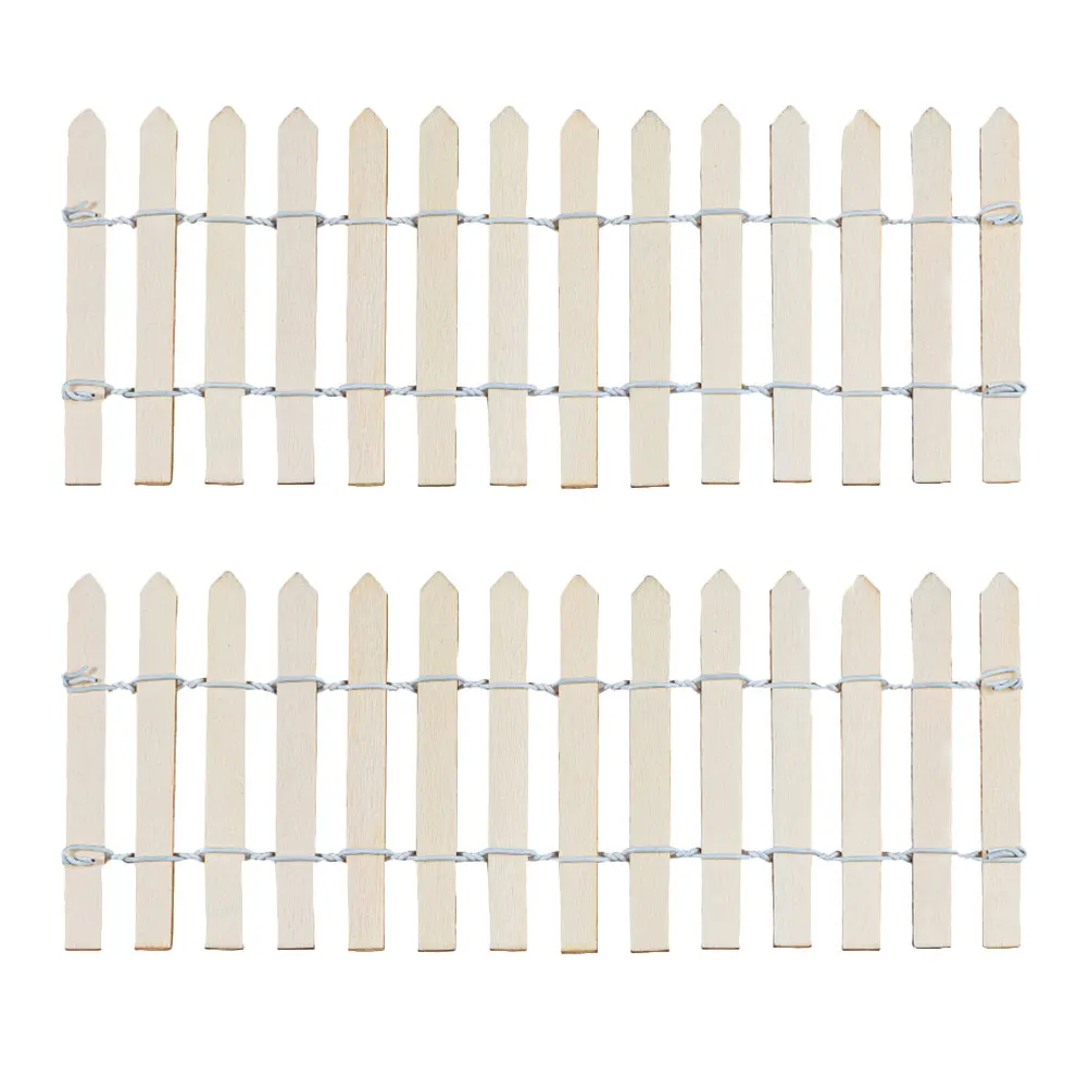 

2pcs Micro Landscape Wooden Diy Decorative Small Garden Picket For Bonsai Terrarium Farm Wall Decoration Fence Accessories