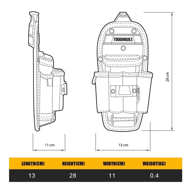 ToughBuilt TB-CT-36-L6 Custodia per attrezzi specializzata da meccanico 6 buste per inserti Attacco con fibbia per cintura