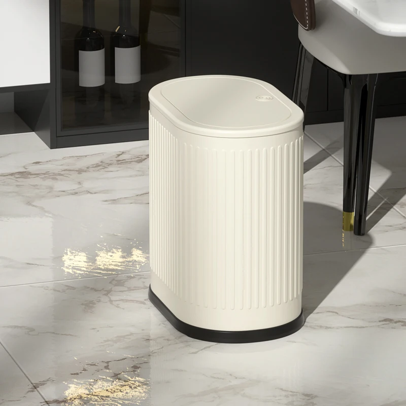 Leasylife 9L/12L Metal Press Trash Can With Lid,  Narrow Slit Light Luxury Garbage Can  For Bathroom, Bedroom, Living Room