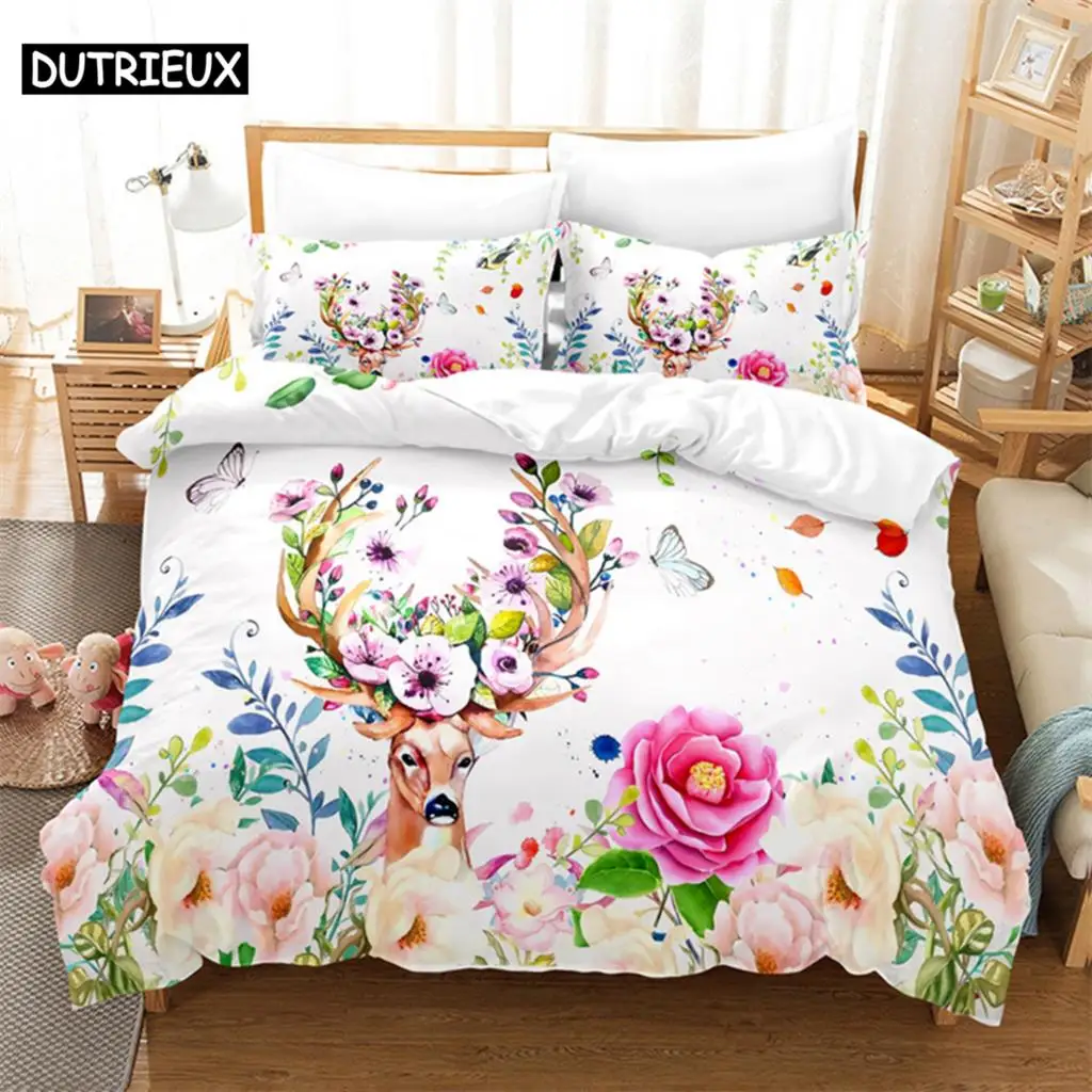 Cartoon Animals Queen Bedding Set Duvet Cover Set Bedding Digital Printing Bed Linen King Size Duvet Cover Set Bedding Set