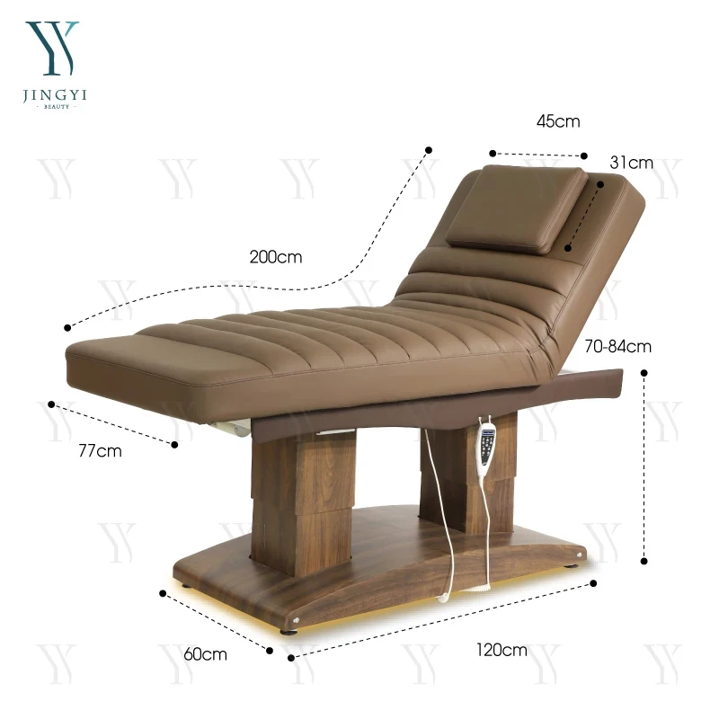 Beauty Salon Bed Massage Bed Reclining Massage Table Wooden Base 4 Motors Lash Bed Eyelash