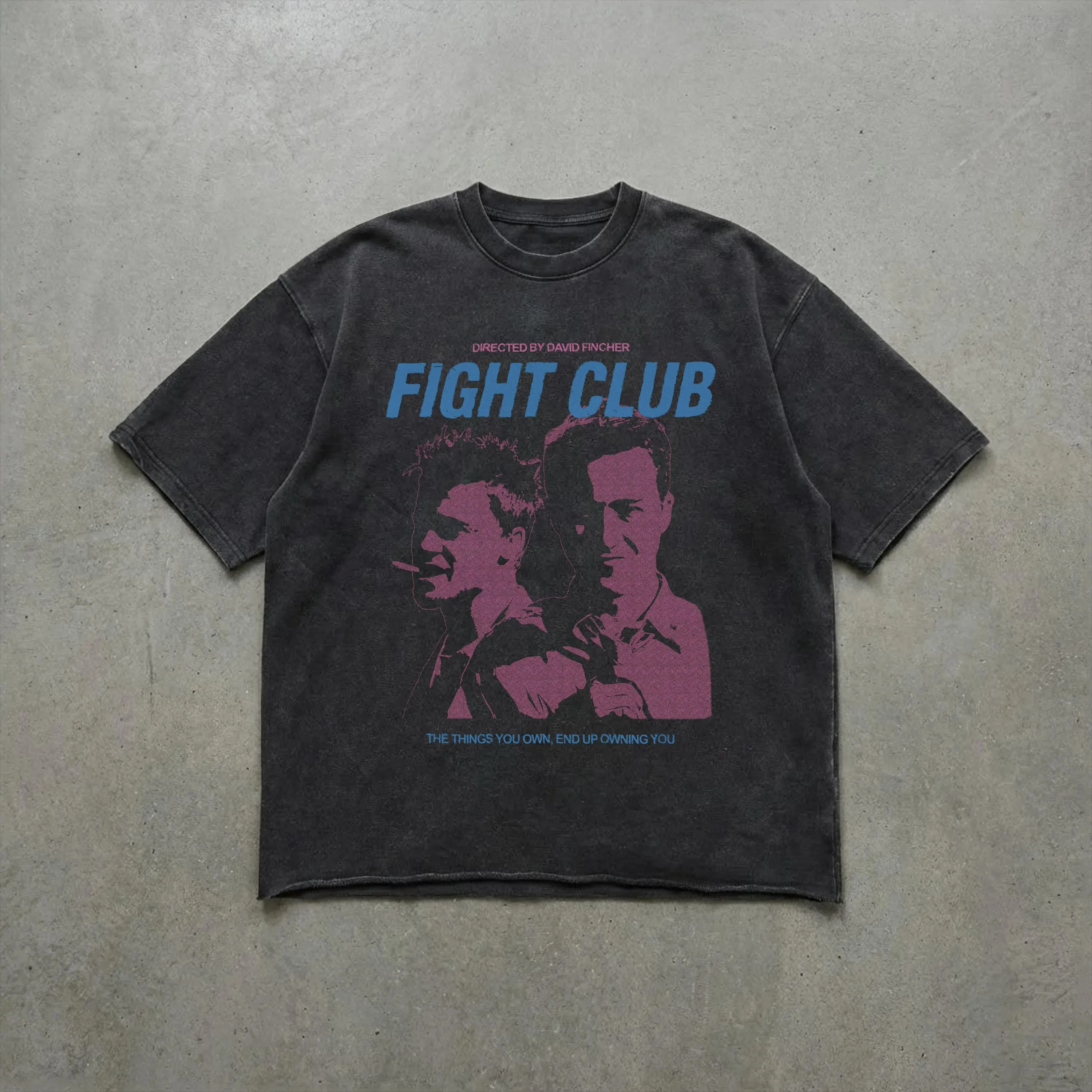

Summer Men's Pure Cotton Vintage Fight Club Graphic T-shirt Casual Stylish Loose and Breathable Suitable for Everyday Wear