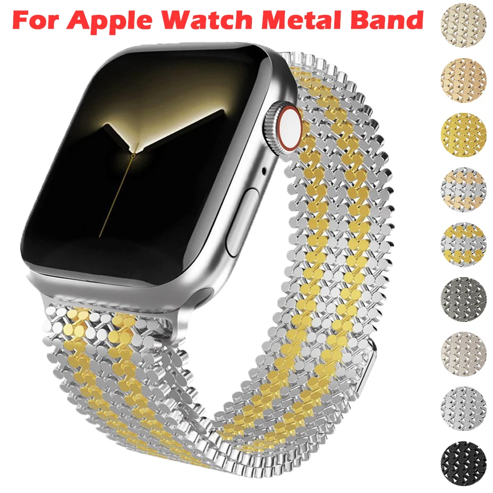 

Ажурный металлический ремешок Ultra 2 49 мм, ремешок для Apple Watch 38 40 41 мм, магнитный браслет из нержавеющей стали для iWatch 9 3 1 SE Correa