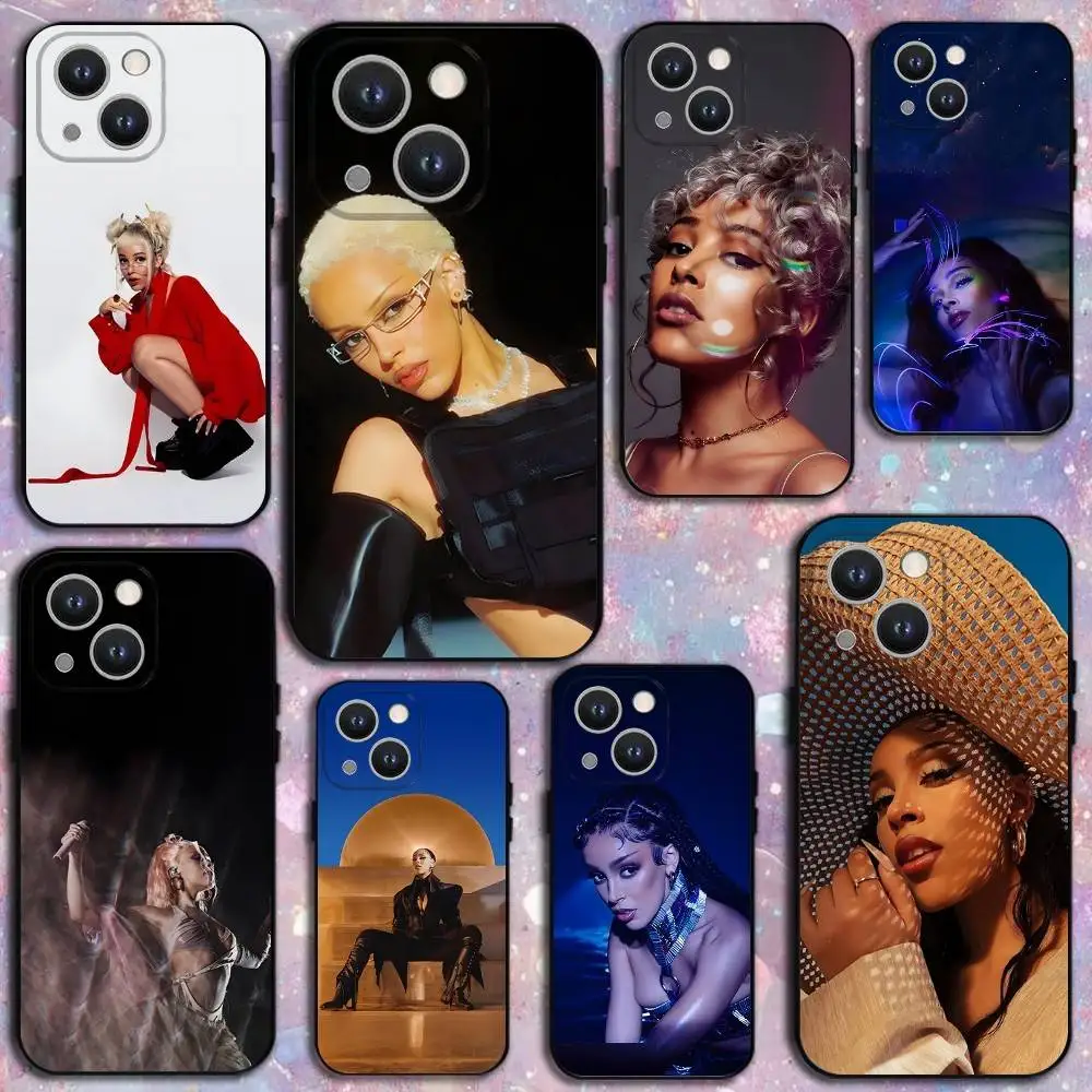 

Singer D-Doja C-Cat Phone Case For iPhone 16,15,14,13,12,11 Plus,Pro Max,XS,X,XR,SE,Mini,8,7,Soft Silicone Black Cover