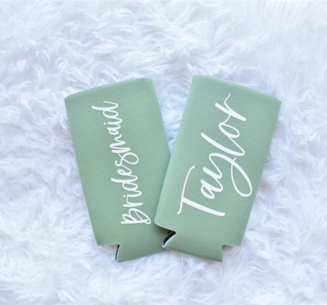 

Sage Green Bridesmaid Proposal Can Coolers, Bridesmaid Maid Matron of Honor Beer Hugger, Bachelorette Party Favors, Bridal party