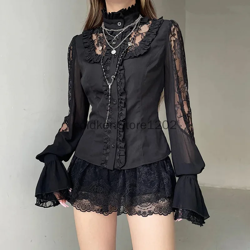

XT8Medieval Victorian Blouse Women Fashion Style Long Sleeve Elegant Vintage Shirt All-Match Lolita Apparel AccessorXT6@!