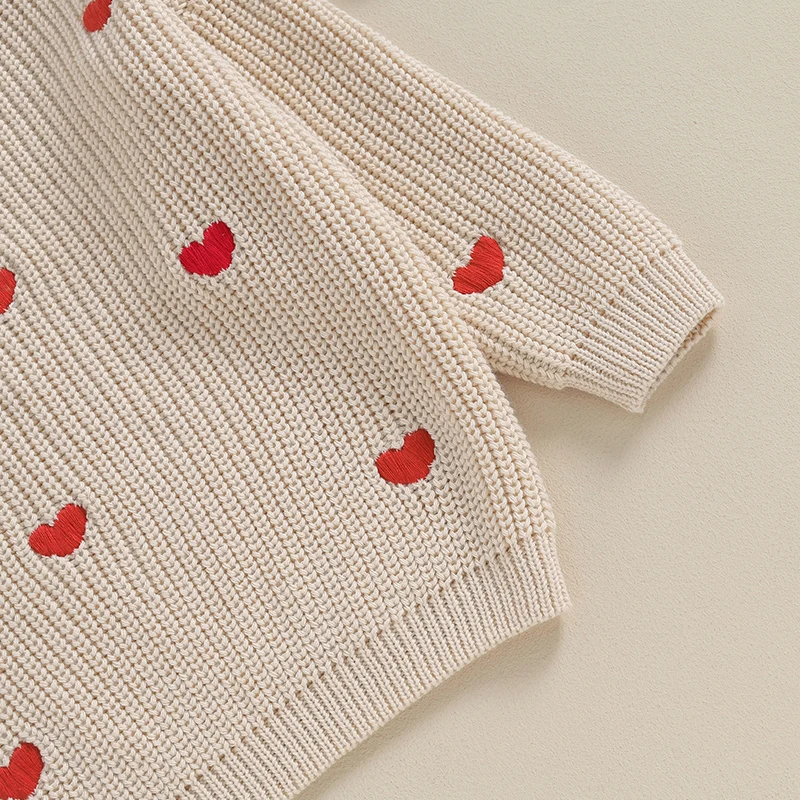 Lioraitiin-suéter de punto para niña, sudadera con bordado de corazón de amor, Tops infantiles, ropa para el Día de San Valentín, 0-18 meses,