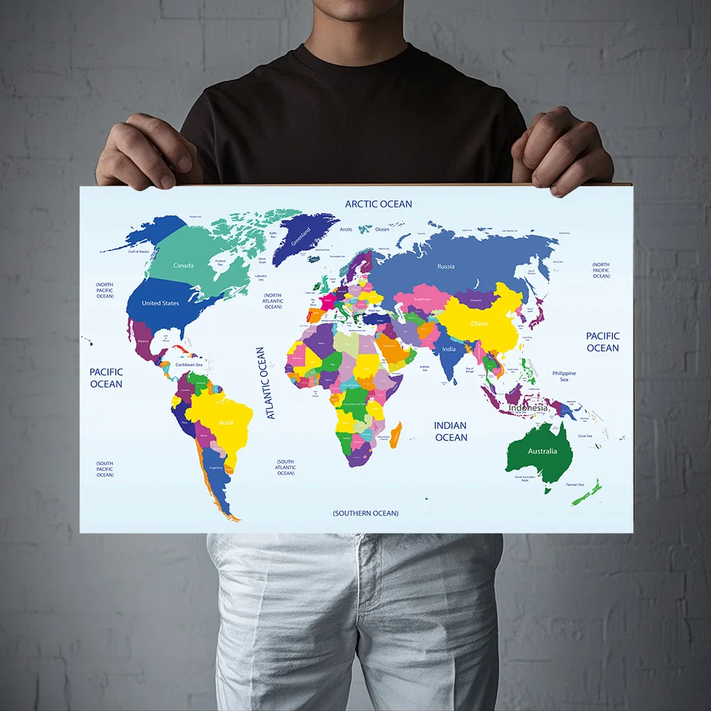 45.72*73.66cm 세계지도 캔버스 장식 인쇄 그림 사무실 방 가정 학교 교실 용품