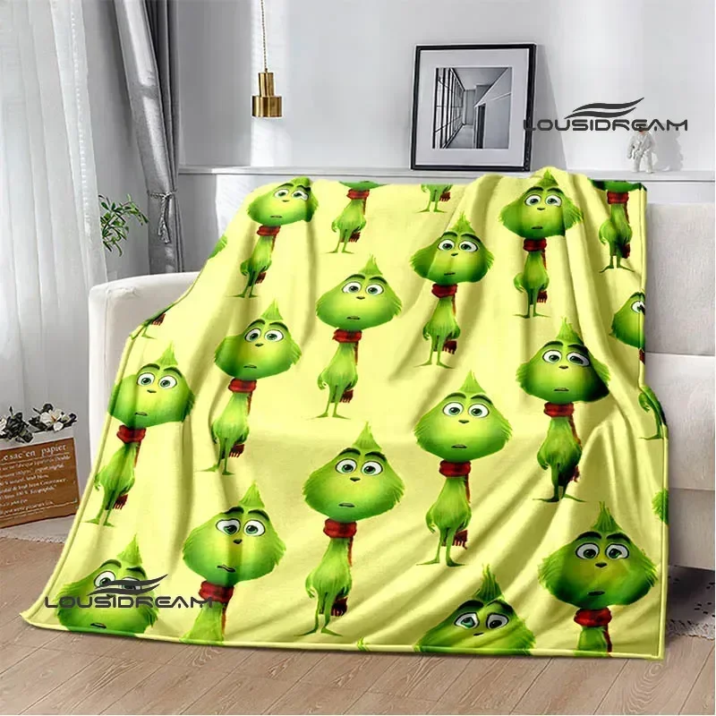 3D G-Grinchs cartoon printed blanket Picnic blankets Flange warm blanket Soft and comfortable blanket bed linings birthday gift