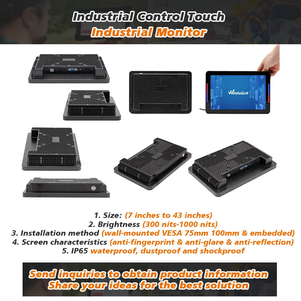 21.5 27 32 43 55 Inch Touche Display Interact Monitor Multi Points Capacitive Touch Marine Navigation Display with USB VGA Table