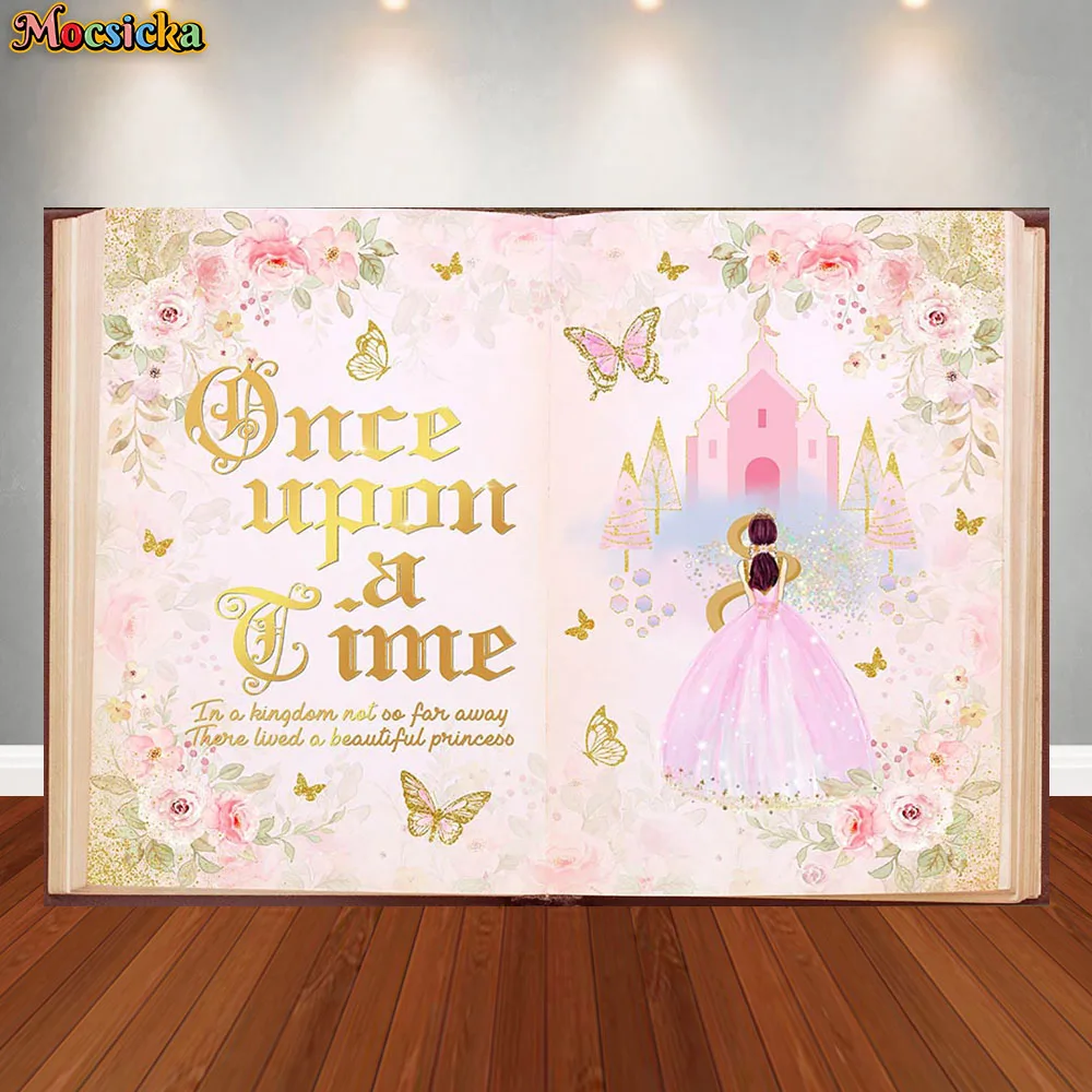 

Mocsicka Photography Background Quinceañera Books Once Upon a Time Princess Girls Birthday Party Decor Photo Backdrop Studio