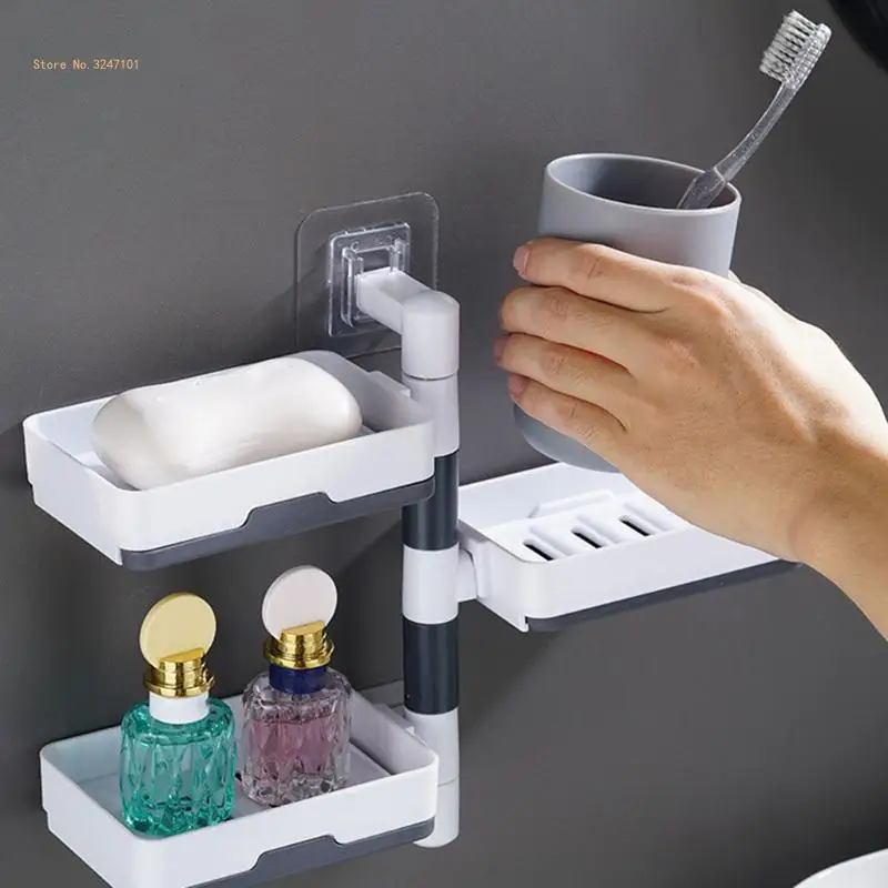 Wall Mounted Soap Saver Tray Rack Rotatable Multilayer Self Adhesive Soap Holder Dropship