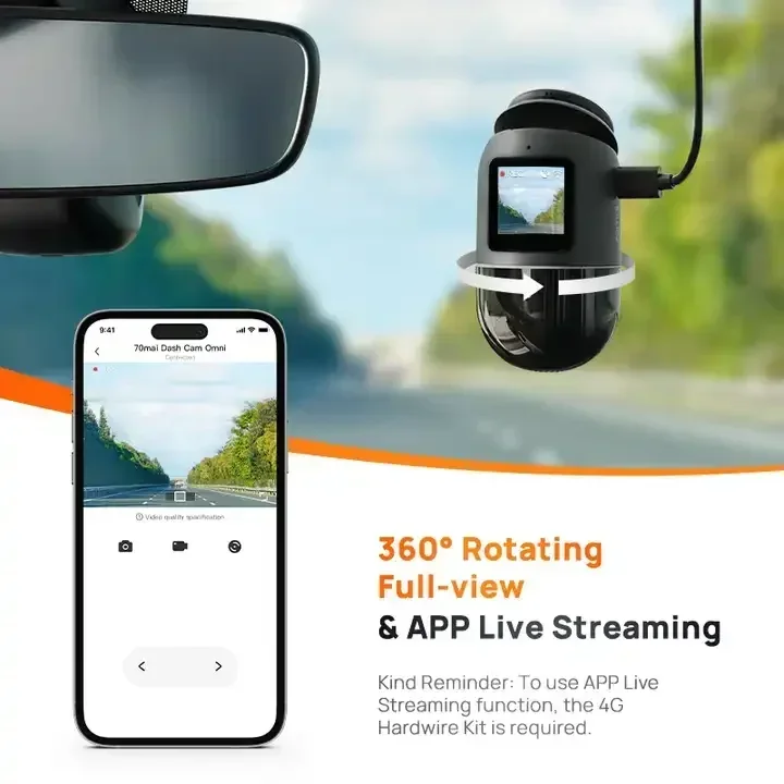 70mai Dash Cam Omni X200 360 Full View Built-in GPS ADAS 70mai Car DVR X200 Camera 24H Parking Monitor eMMC Storage AI