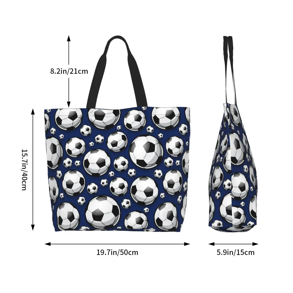 Soccer Ball Balls Pattern Blue Football Sport Sports Shopping Tote Bag Canvas Shoulder Bags Shopper Grocery Handbag for Women