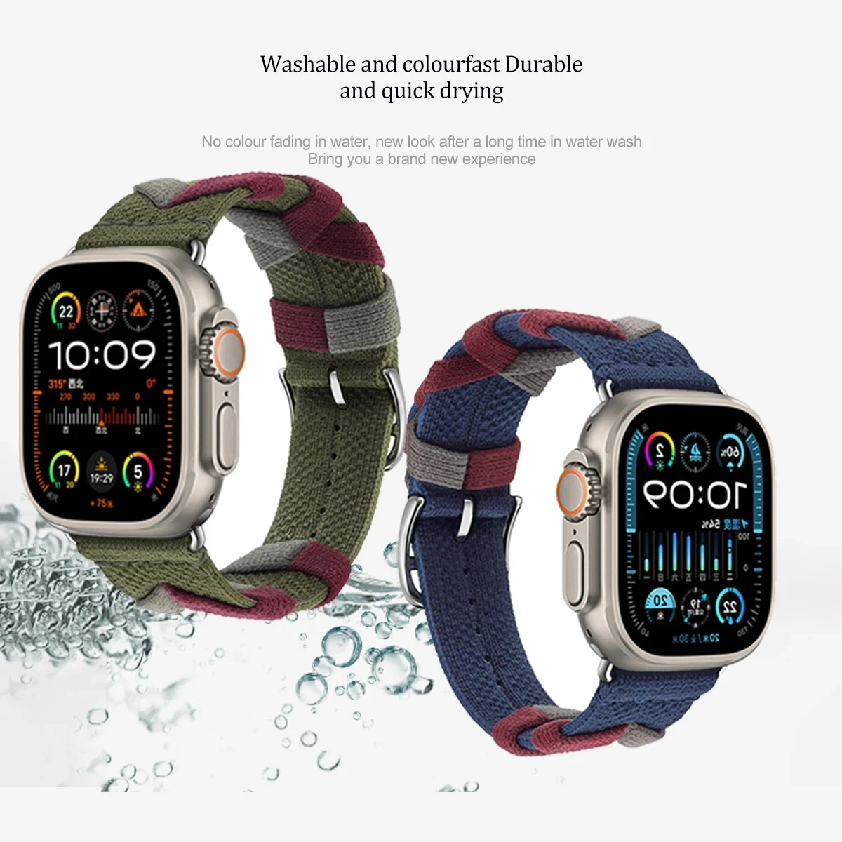 Logo Single Tour Strap For Apple Watch Series 10 9 46mm 45mm 41mm 44mm 42mm Nylon Sport Bracelet iWatch Ultra 2 49mm 6 7 8 40mm