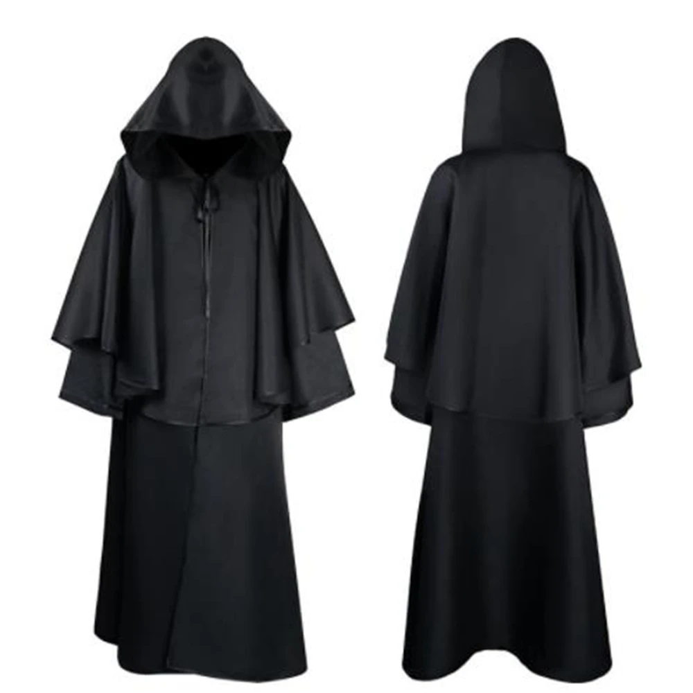 Wizard Hooded Cosplay Demon Medieval Robe Cloak Suit Carnival Slayer Gothic Zipper Cosplay Men Women Loose Long Sleeve Monk