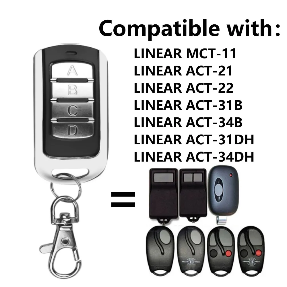 

LINEAR ACT-34DH ACT-31DH ACT-34B ACT-31B ACT-22 ACT-21 MCT-11 Garage Door Remote Control 433.92MHz Garage Door Opener Keychain