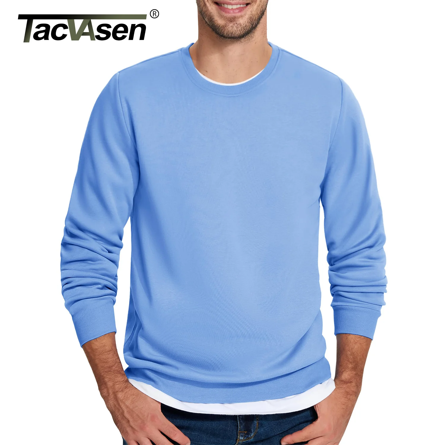 TACVASEN Thermal Fleece Sweatshirts Mens Casual Crewneck Sweatshirt Autumn Winter Warm Hoodie Workout Athletic Pullover Tops