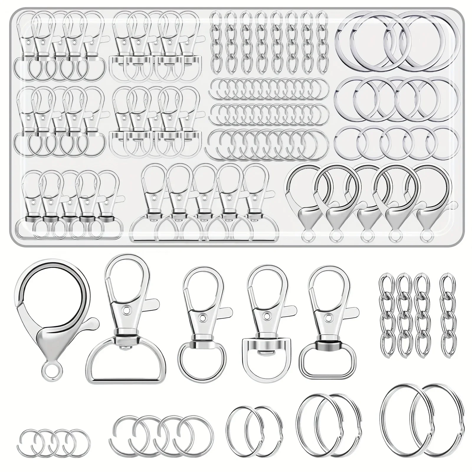 1box Keychain Making Kit Keychain Clip Sling Quick Release Hook and Jump Keychain for Making Keychains Wallets and Sling
