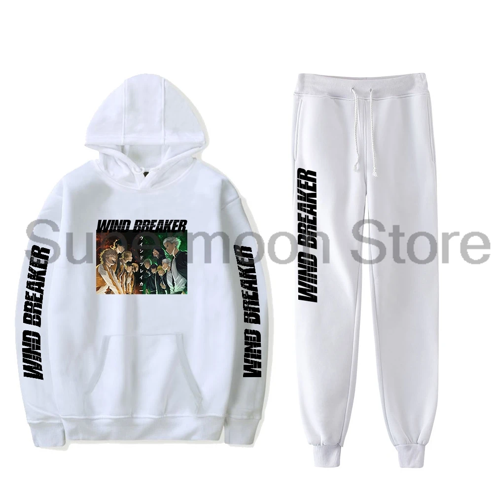 Wind Breaker Anime Hoodie Jogger Pants Two Piece Set Sweatshirts+Sweatpants Harajuku Streetwear Women Men's Set