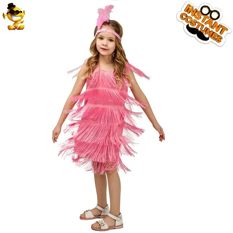 Children\'s Day Girls Retro Latin Dance Performance Dress Fringed Dress Dance Girls Party Fringe Stage Performance Costumes