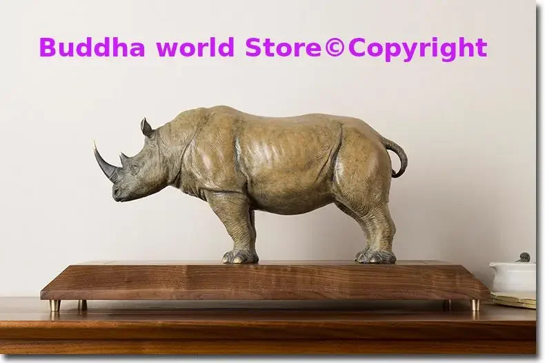 58CM LARGE top Global christmas White Rhinoceros color brass Christmas home office business art animal TOP Ornament