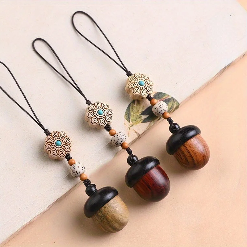 Sandalwood Acorn Car Keychain Pendant Pine Cone Phone Chain Pendant Can Be Unscrewed for Both Men and Women Accessories