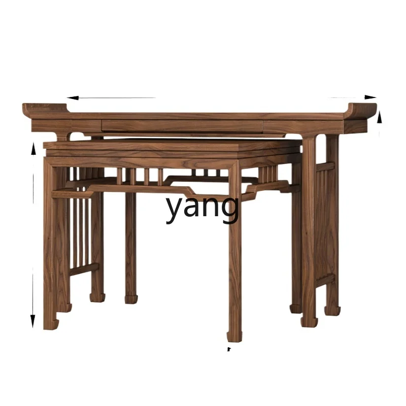 

LXL New Chinese Solid Wood Altar Incense Burner Table Household Black Walnut Table Set