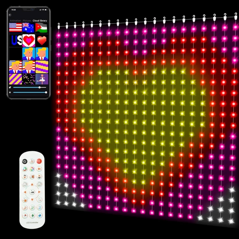 ไฟม่าน LED อัจฉริยะ 400 ดวง ควบคุมด้วยเสียงเพลง สร้างบรรยากาศ เหมาะสำหรับตกแต่งฉากหลังม่านในเทศกาลคริสต์มาส