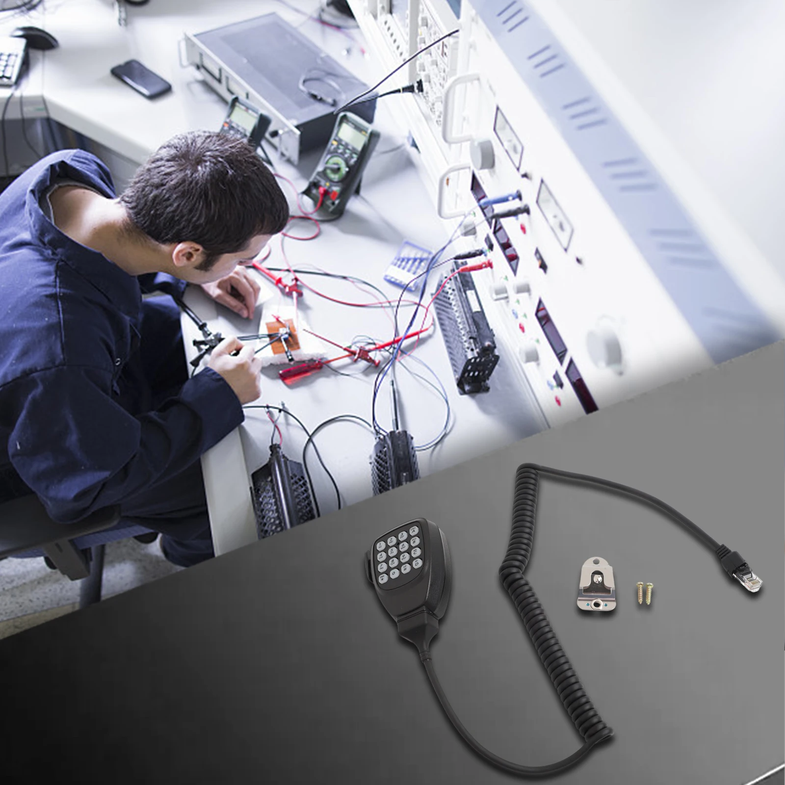 ميكروفون MC-59 لـ RJ-45 8-pin لـ Kenwood TM-271A TM-281A TM471A TM-D710A TM-V71A يدعم إشارة التردد المزدوجة متعددة النغمة