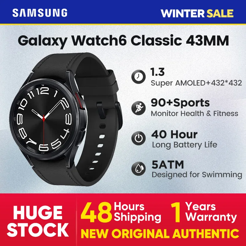 Samsung Galaxy Watch 6 Classic Smartwatchs Bluetooth GPS WiFi Waterproof Fitness Tracker Heart Rate Monitor Long Battery Life