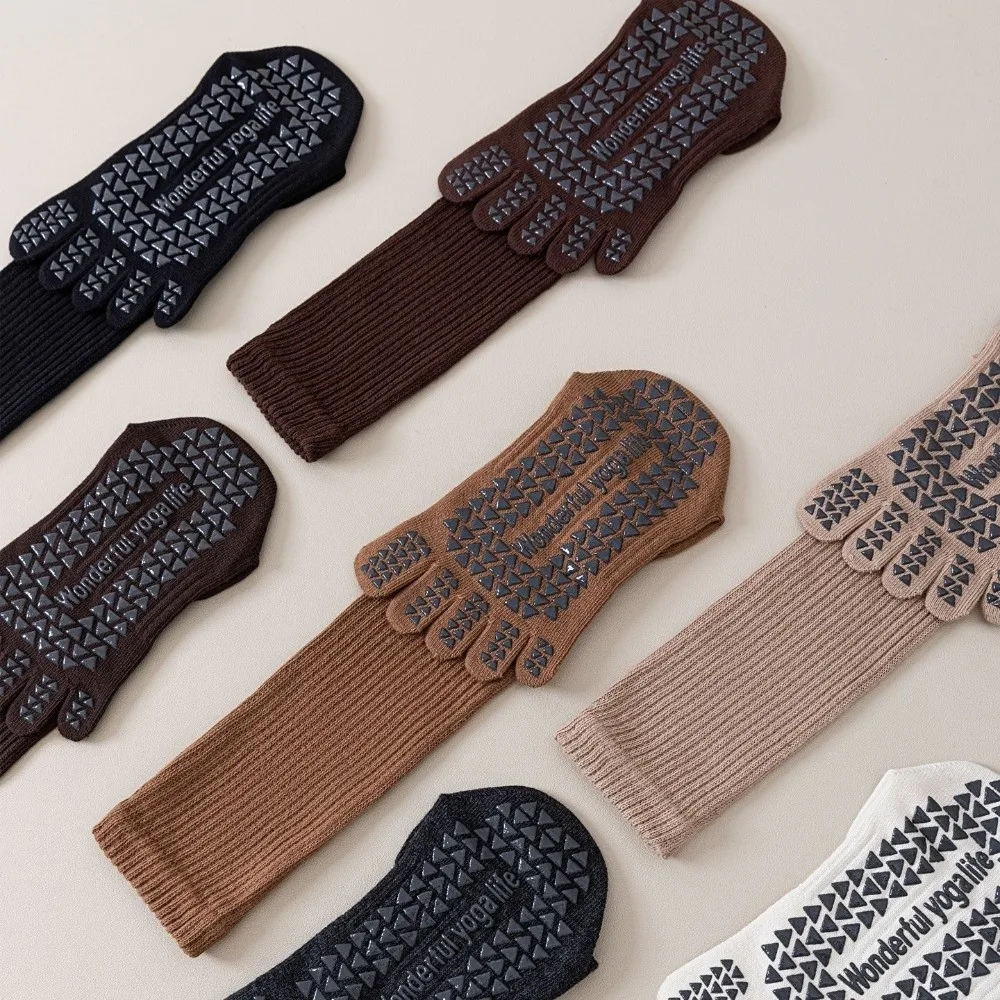 

Спортивные носки с пятью пальцами, силиконовые, противоскользящие, для йоги, женские, универсальный размер, эластичные, для пилатеса