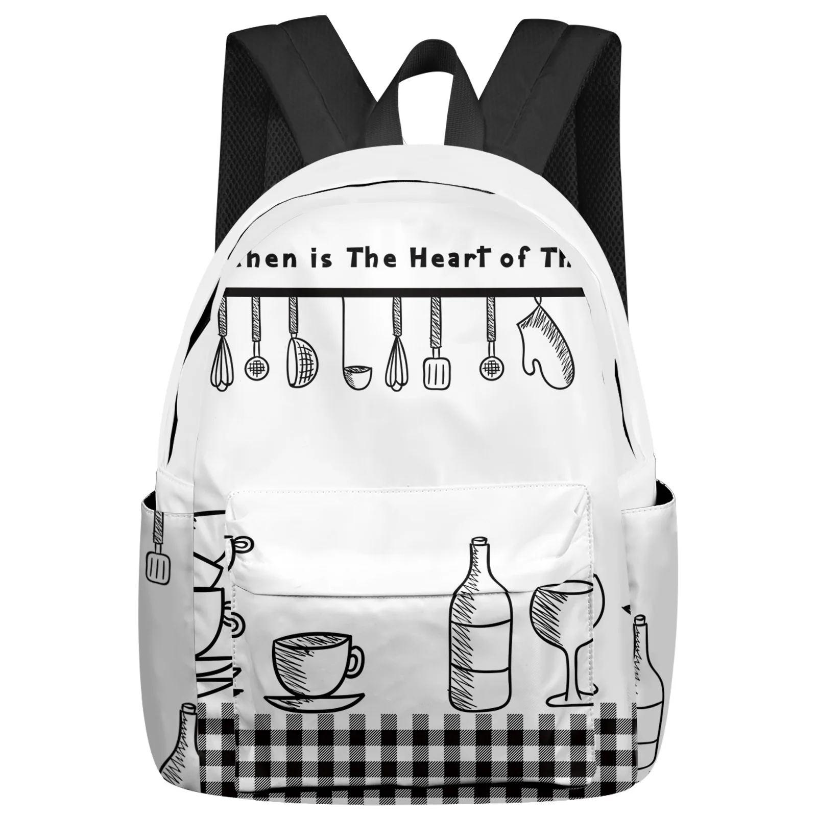 Kitchen Utensils Plaid Feminina Backpacks Teenagers Student School Bags Laptop Custom Backpack Men Women Female Travel Mochila