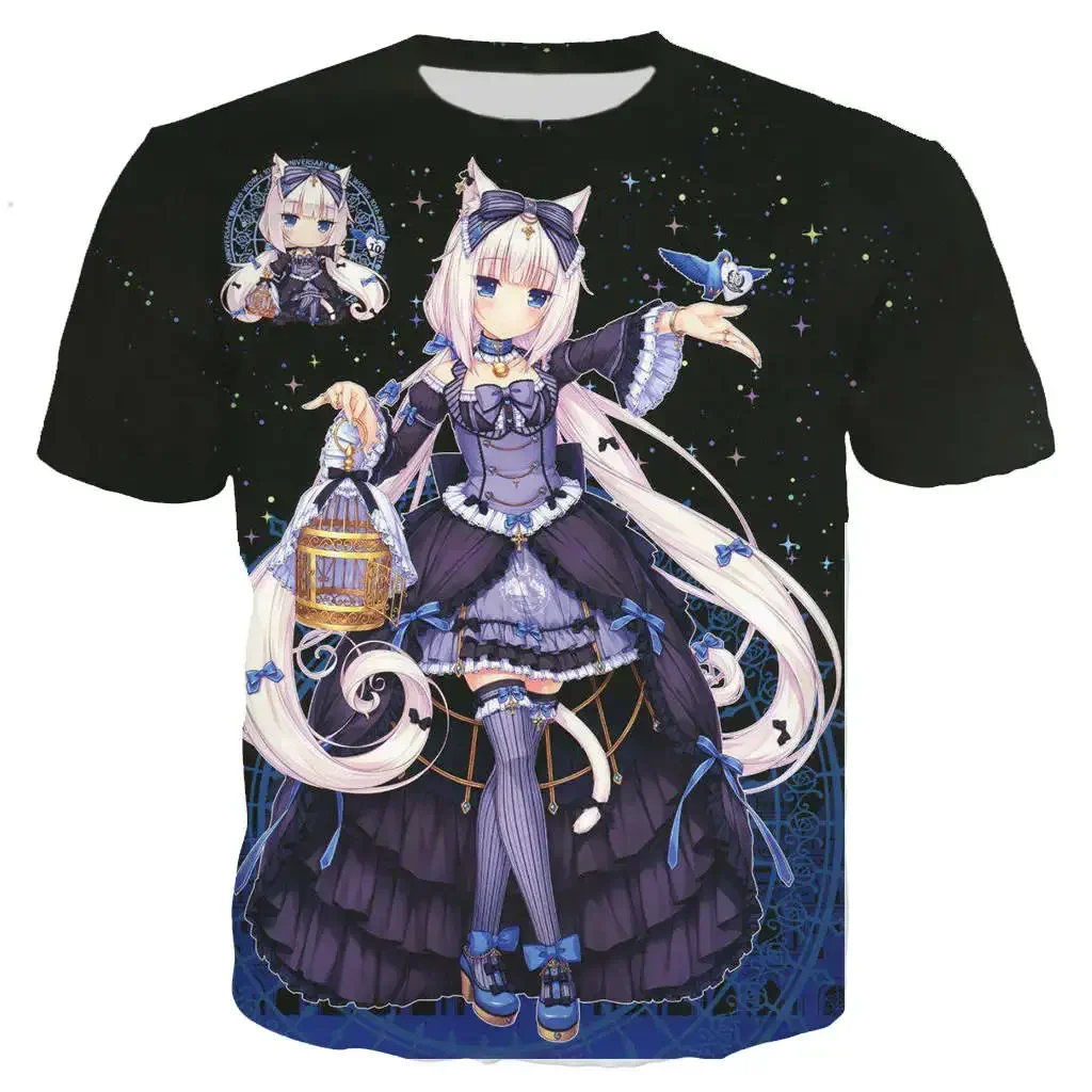 New Cool Tee For Men_women Nekopara Chocolate Vanilla 3D Printed Cute Anime Short Sleeve Harajuku Style Street Wear T-shirt Tops